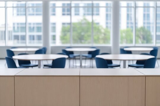 Serene and bright interior, modern coworking or collaborative space environment