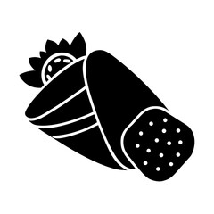 Black strawberry and fruit wrap icons food
