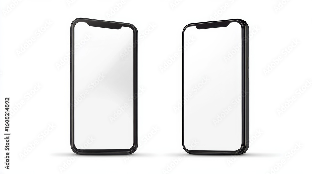Poster smartphone mockup white screen. mobile phone vector isolated on white background. device ui ux mocku