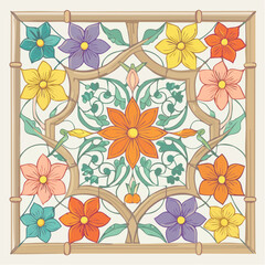 floral vine trellis panel on 1200×1200 px at 300 dpi, cmyk, pocket pockets for leaves