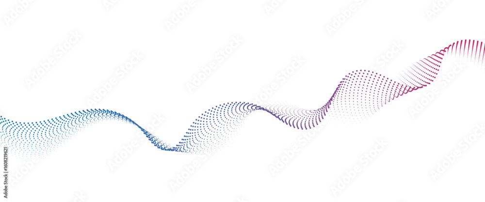 Poster flowing dot wave halftone gradient pattern on transparent background