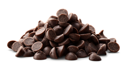 A set of delicious chocolate chips isolated on a white background