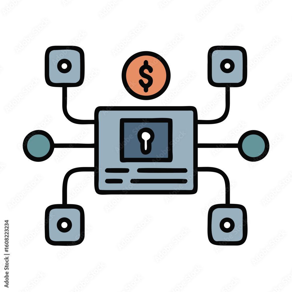 Poster abstract depiction of digital data security and financial technology. highlighting secure transactio