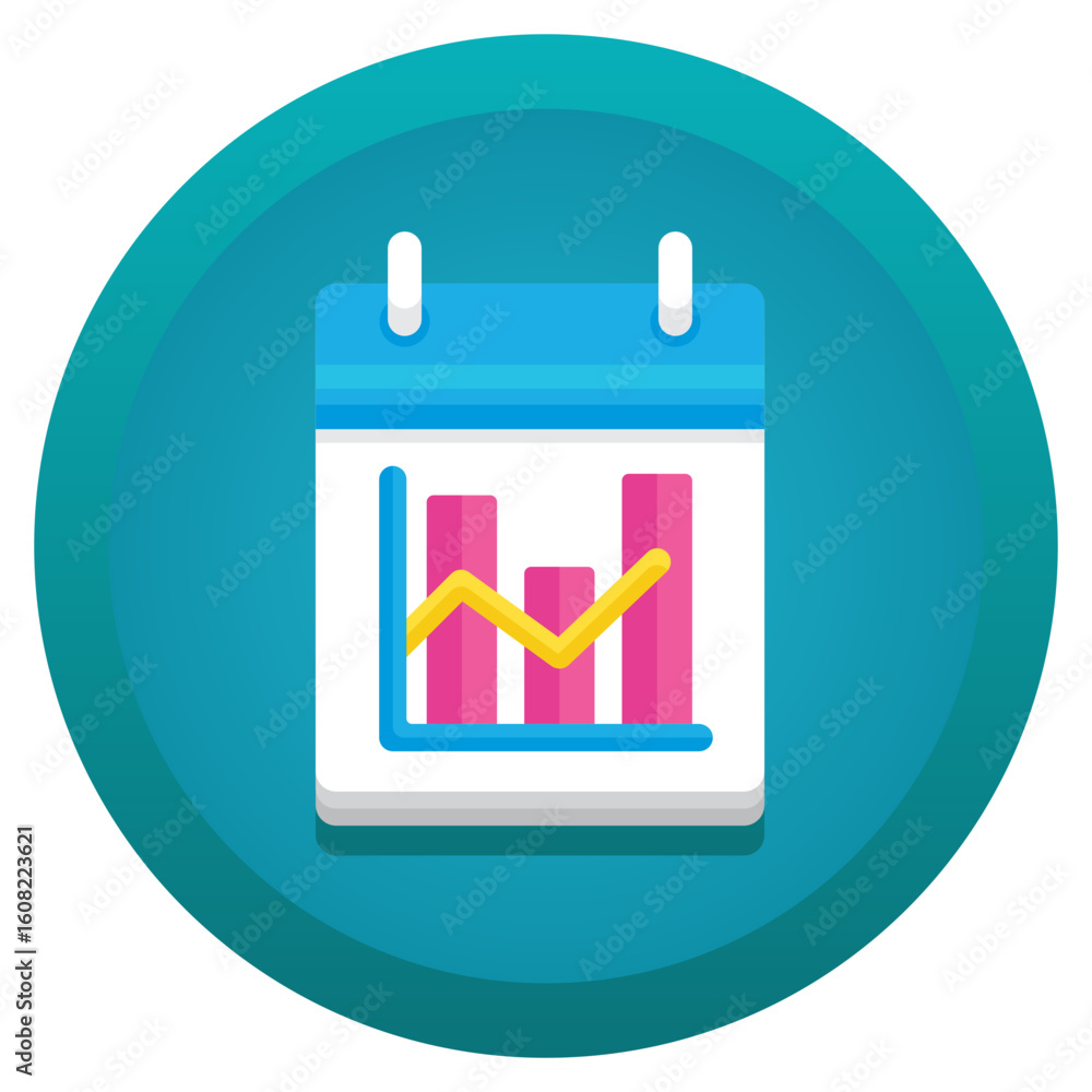 Aufkleber calendar with financial chart and graph icon representing business analytics