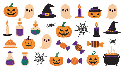 set of halloween vector illustrator 