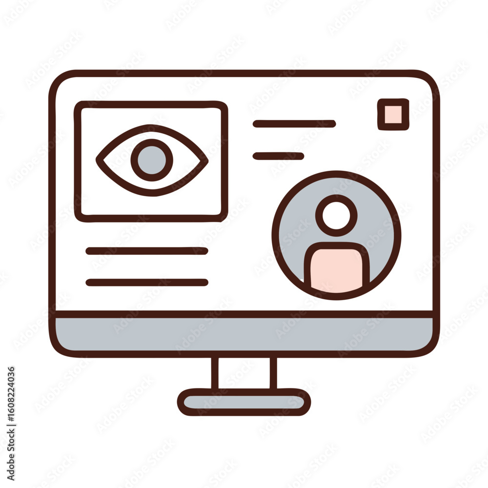 Fototapete a computer monitor displaying an eye icon and a user profile icon. a simple image, illustrating the 