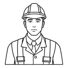 A focused worker in construction outfit, embodying diligence and safety, is illustrated in stark monochrome, suitable for industrial applications.