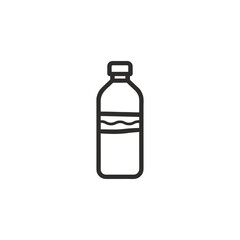 Simple outline of a water bottle with liquid and measurement marks isolated on a white background