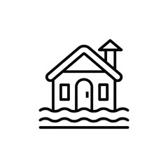 House submerged in water icon isolated on white background