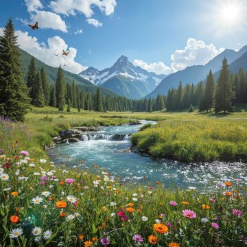 mountain landscape with lriver