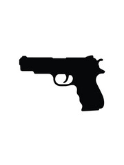 Silhouette of a handgun pistol on a white background