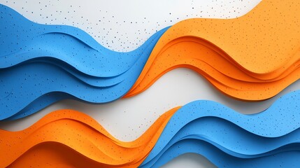 Modern Abstract Background with Blue and Orange Wavy Layers Design