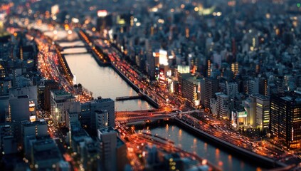 Obraz premium Night cityscape panorama (1)