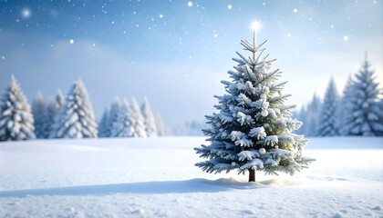 Snowy Christmas tree scene