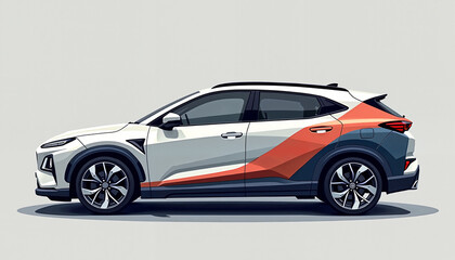 Fototapeta premium Stylish car illustration with geometric design 