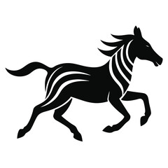 Solid black Zebra running animal vector design