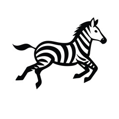 Solid black Zebra running animal vector design