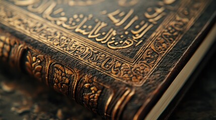 Ornate, aged book, detailed cover