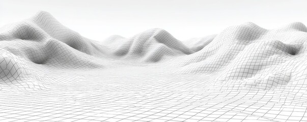 Abstract landscape with gridded mountains