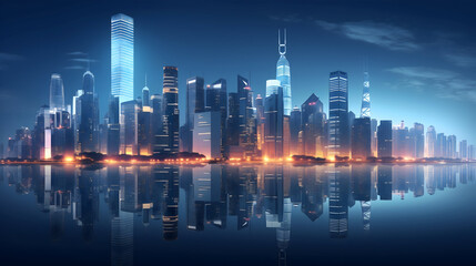 Obraz premium modern city skyline at night