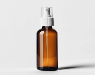 Clear Brown Glass Spray Bottle on White Background for Packaging Use