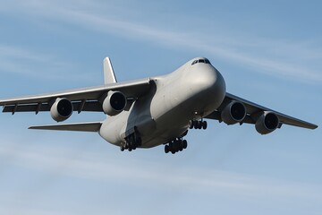 Fototapeta premium Commercial Airplane Flying in Clear Sky
