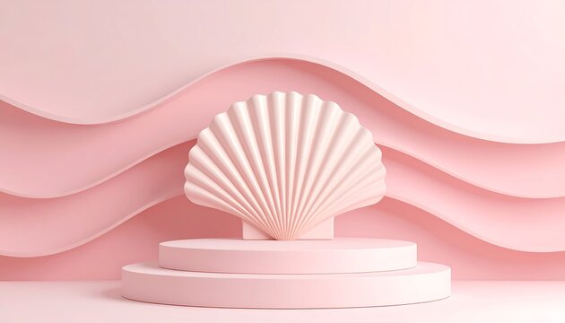 Pink shell on a tiered pedestal
