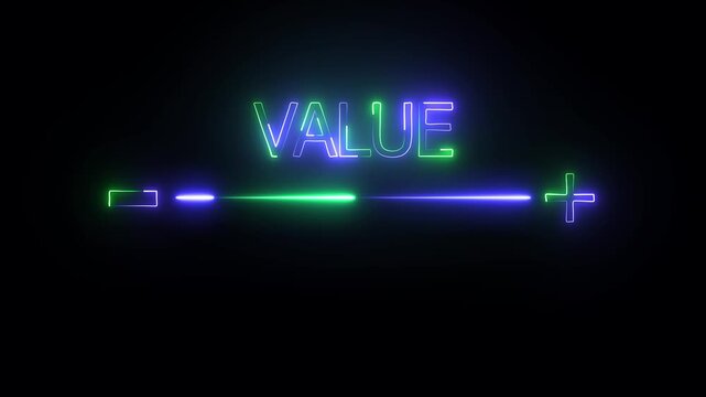 Glowing neon value added virtual icon animation . concept of increase value added business and service,market,Benefits, Growth, Quality control icon animation.progress for increasing value added .4k