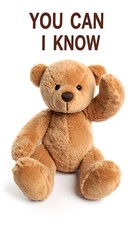 Teddy bear, text, seated
