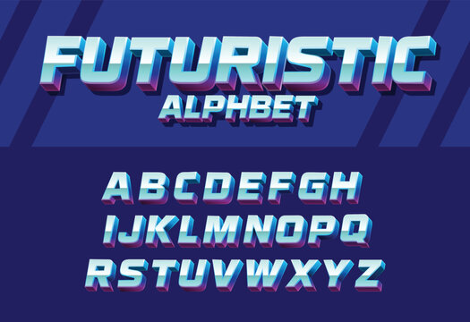 3D Sci-fi Futuristic Techno Video Game Title Alphabet Letter