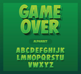 Naklejka premium Green 3D Cartoon Game Title Text Alphabet