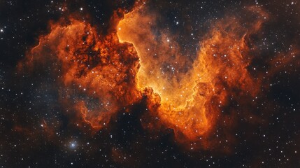 Fiery nebula swirls in deep space