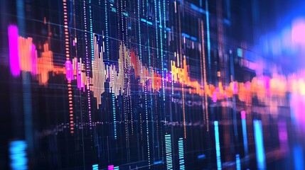 Stock graph and financial chart. Analyze stock market finance volume of stock market with Graph and chart holograph technology