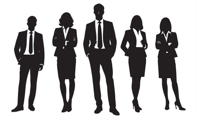 Business Professionals Silhouettes Representing Corporate Teamwork and Leadership Unity.