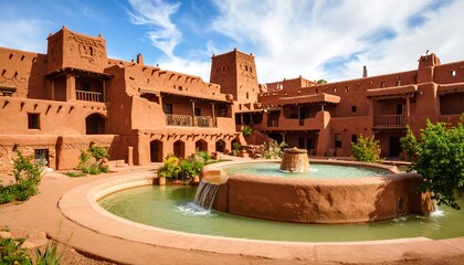 Terracotta courtyard with fountain