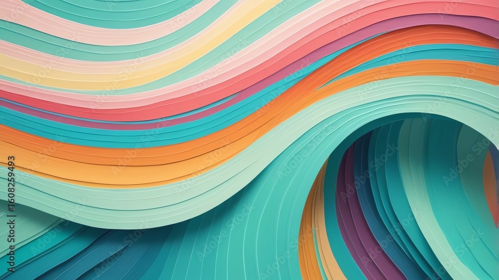 Poster abstract colorful paper waves background texture for creative design projects