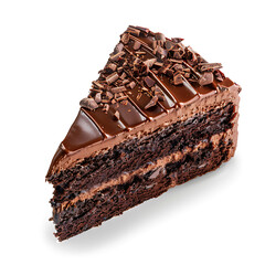 Decadent Slice of Chocolate Cake with Rich Layers and Shaved Chocolate Topping