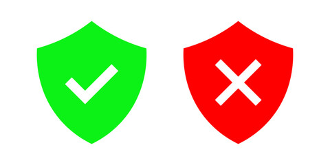 Fototapeta premium Verified and Error Shield Icons in Green and Red for Security and UI Design