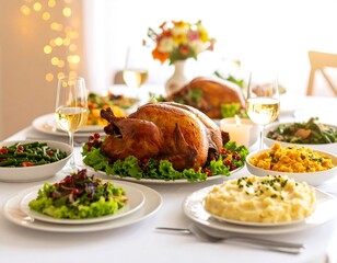 Thanksgiving feast on a table