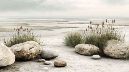 photorealistic ultraminimalist design showcasing beauty of nature intertwined with modern design elements