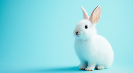 Obraz premium foto de estúdio de animais com foco em fundo azul bebê