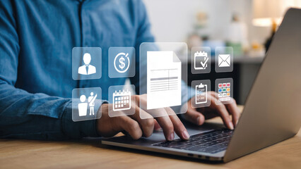 Streamline workflows using smart digital document management on laptop for enhanced productivity today