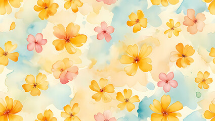Watercolor Floral Arrangement Blossoms in Pastel Hues