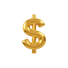 Obraz premium A shiny, golden dollar sign symbol, centered on a white background.