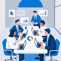 Business Team Collaboration in Flat Style Vector