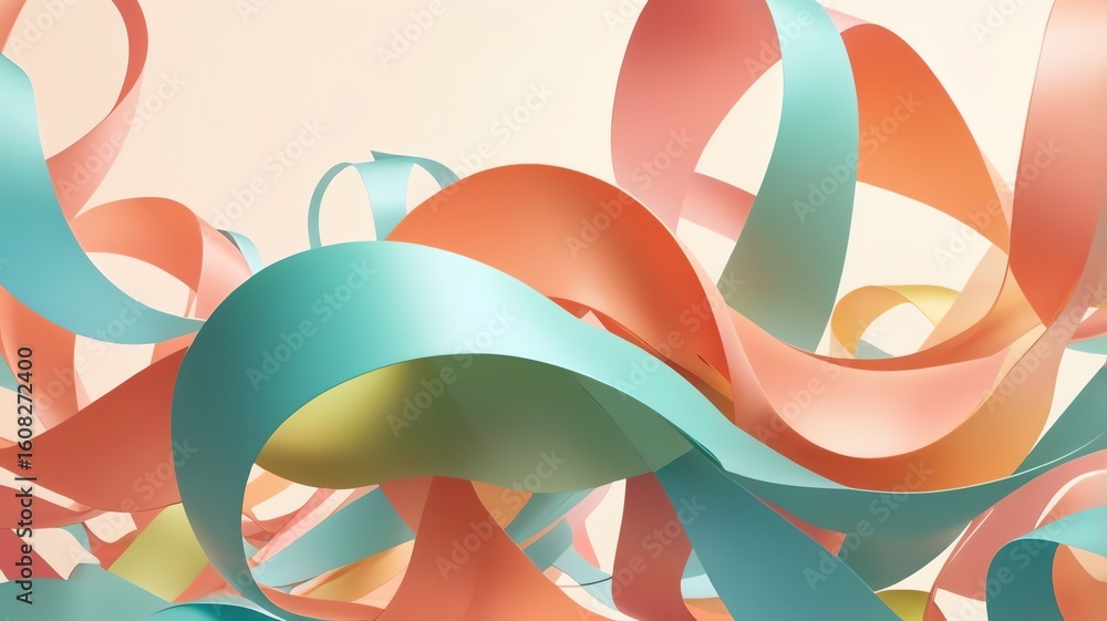 Aufkleber abstract paper ribbons creating dynamic movement with pastel color palette