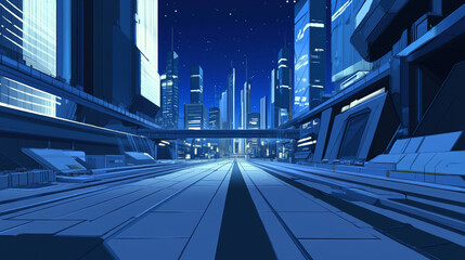Futuristic Cityscape at Night. A vibrant, neon-lit futuristic city with towering skyscrapers, suitable for technology, innovation, and urban development themes.