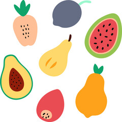 Fototapeta premium icons of various kinds of fruit on a white background