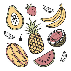 icons of various kinds of fruit on a white background
