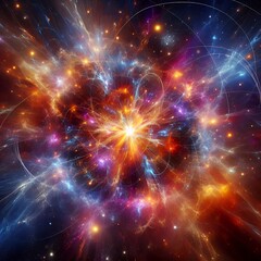 Naklejka premium Galactic Radiance: Exploding Star in Nebular Field 